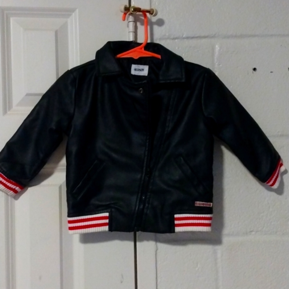 Infant black leather like jacket